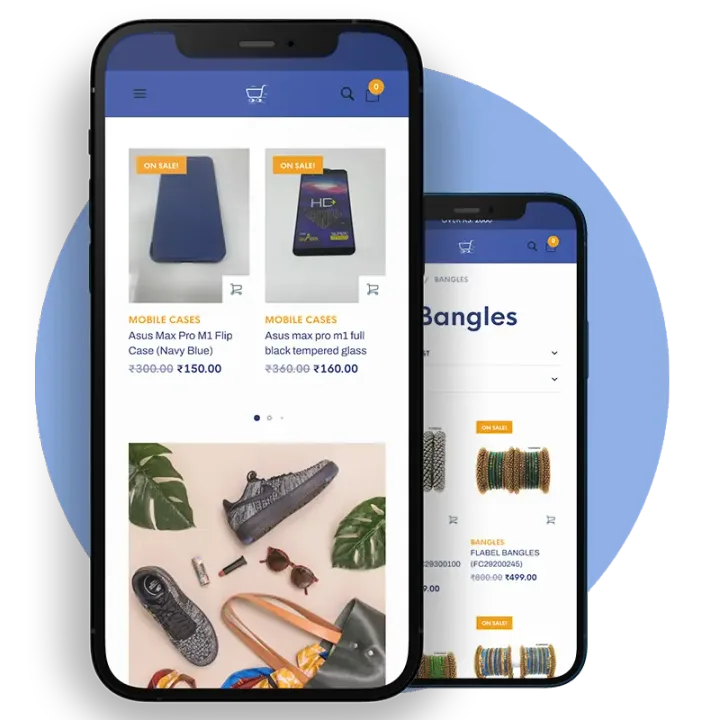 A phone screen from Flabel.com, the Pandian Bangles store, showing the shopping app used to browse and order.