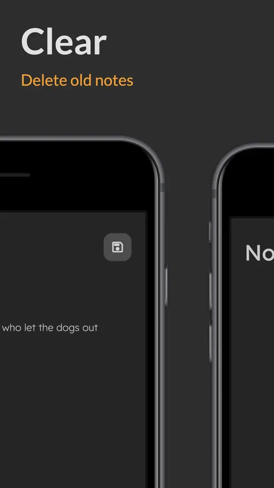Clear, delete old notes: a single note open on its own screen.